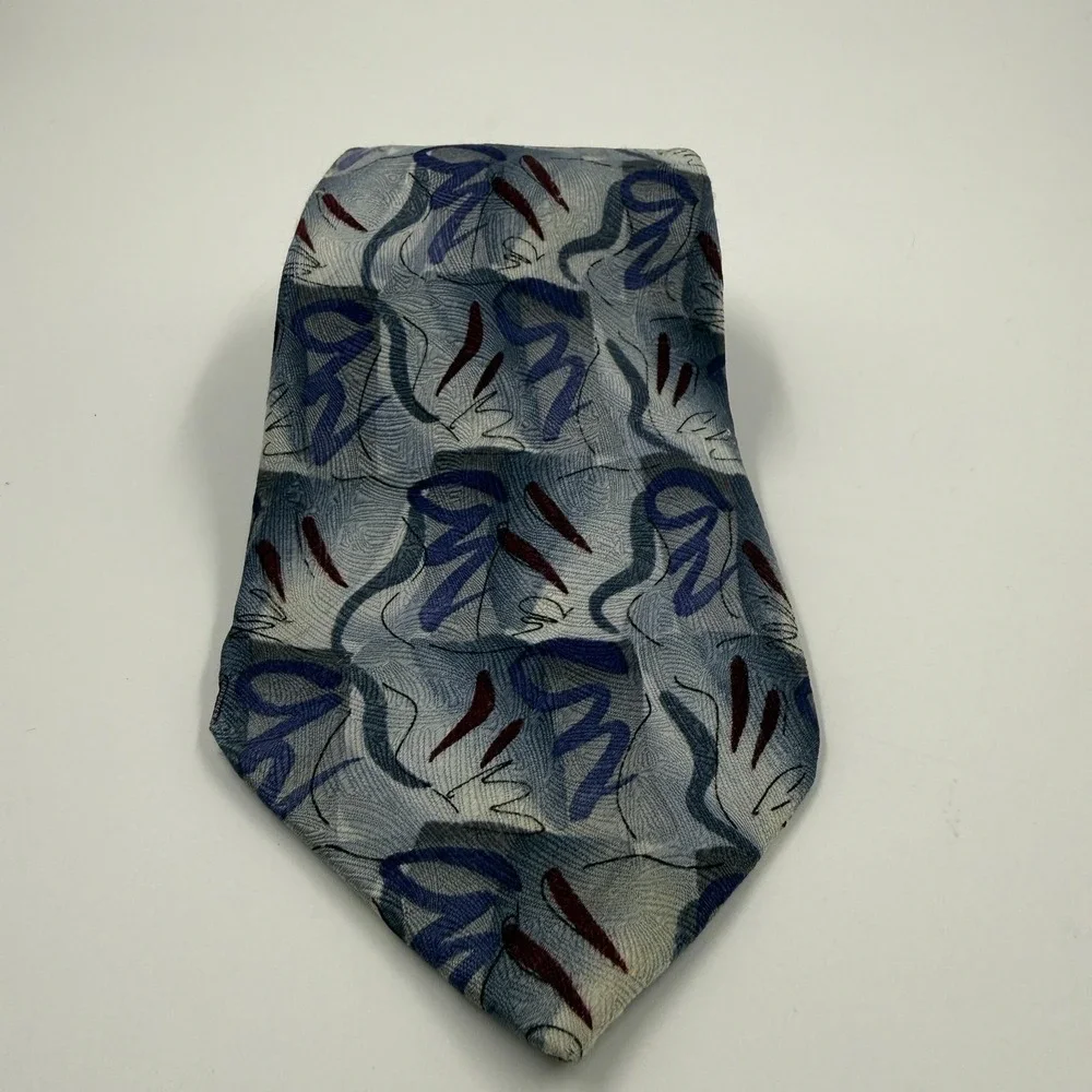 Vintage J. Garcia Tie Mens One Size Blue Mountain Silk Abstract Art 1996 Korea